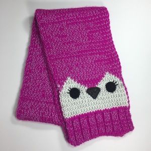 Owl Face Pink with Metallic Silver Detailing Scarf